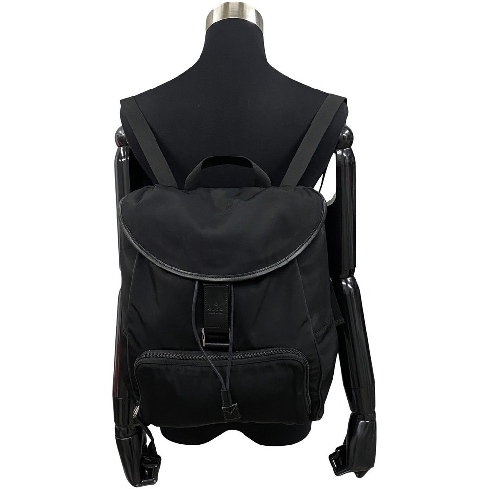 Gucci Logo Nylon Drawstring Rucksack Backpack Bla… - image 2